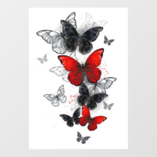 Autocollant Pour Fenêtre Papillons noirs et rouges volants