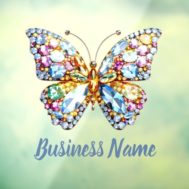 Autocollant Pour Fenêtre papillons pierres précieuses colorées  (Feuille 3)