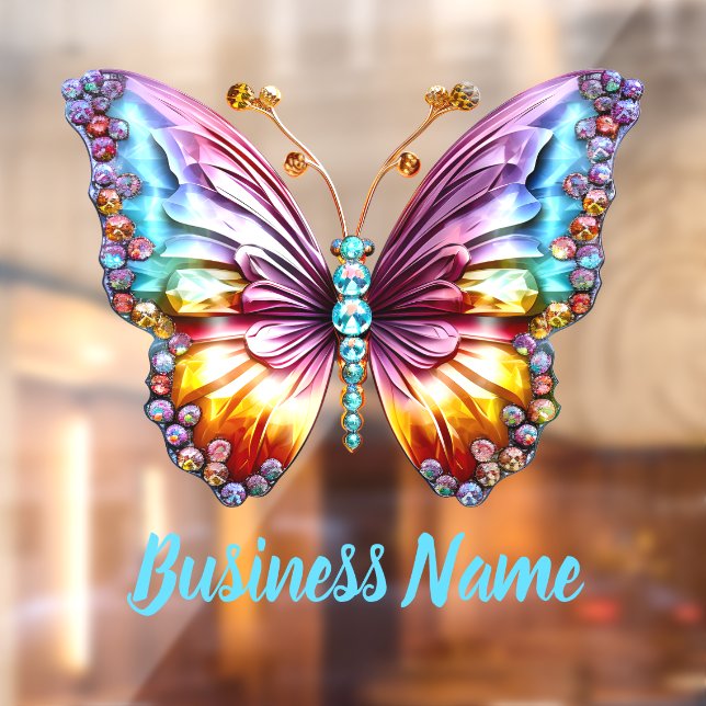 Autocollant Pour Fenêtre papillons pierres précieuses pastel (Feuille 2)