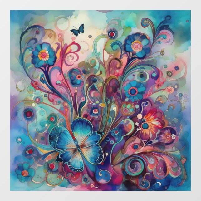 Autocollant Pour Fenêtre Papillons psychédéliques Clouture de fenêtre (Feuille)