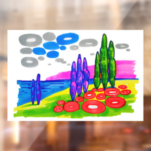 Autocollant Pour Fenêtre Paradis Pop Art – Paysage Graphique Audacieux