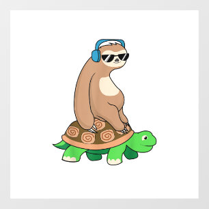 Autocollant Pour Fenêtre Paresseux à Cheval sur une Tortue - T Shirt Cadeau