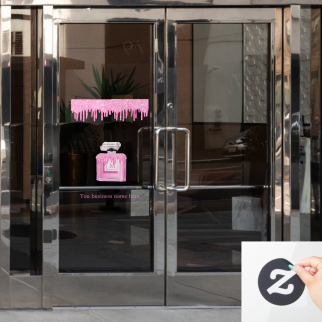 Autocollant Pour Fenêtre Parties scintillant rose Parfum Business Monogramm (Porte de bureau)