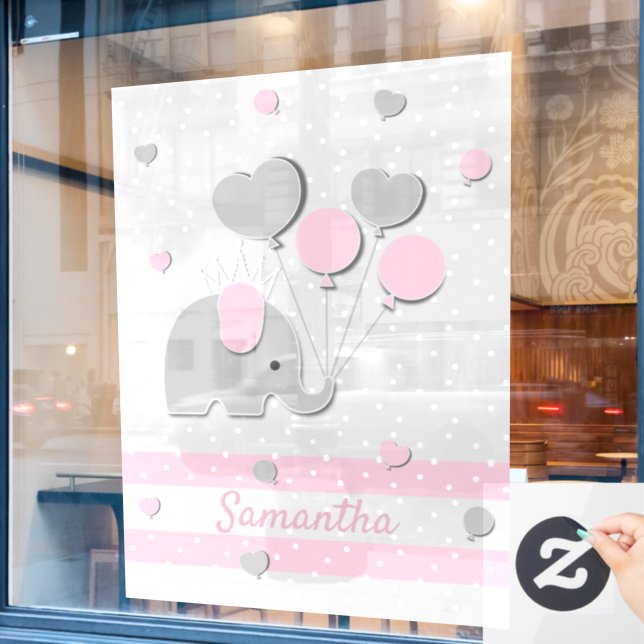Autocollant Pour Fenêtre Party for baby Elephant Balloons Nursery Gift (Fenêtre de café)