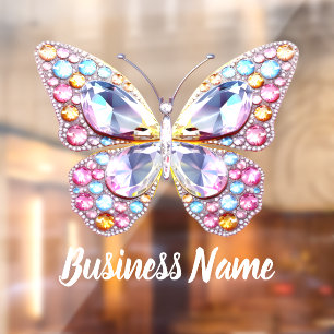 Autocollant Pour Fenêtre pastel couleurs gems papillon