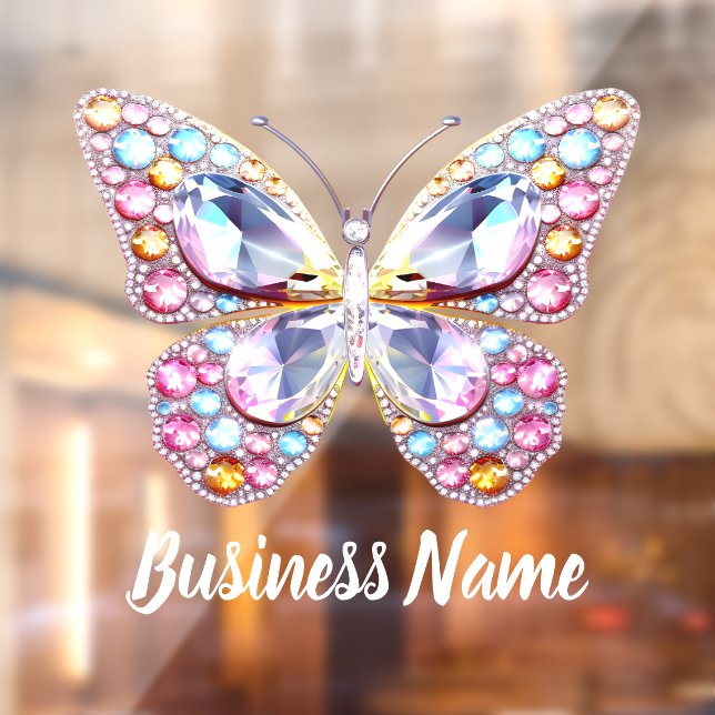 Autocollant Pour Fenêtre pastel couleurs gems papillon (Feuille 2)