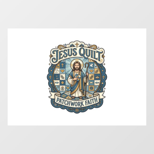Autocollant Pour Fenêtre Patchwork Jésus Foi Patchwork Jésus  (Feuille)