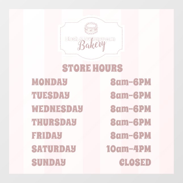 Autocollant Pour Fenêtre Pâtisserie de gâteaux rose pastel personnalisés (Feuille)