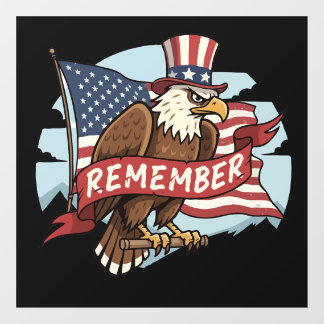 Autocollant Pour Fenêtre Patriotic Eagle "Remember" American Flag Design