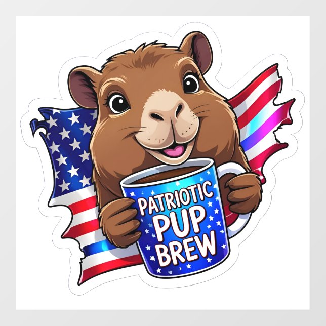 Autocollant Pour Fenêtre Patriotic Pup Brew' Holographic GOP Decal (Feuille)