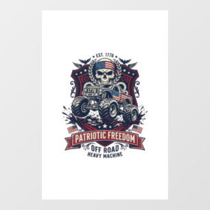 Autocollant Pour Fenêtre Patriotique 1776 Hors Route Camion Monstre Crâne L