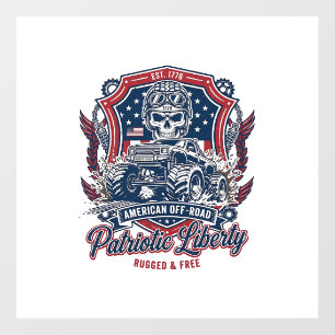 Autocollant Pour Fenêtre Patriotique 1776 Hors Route Camion Monstre Crâne L