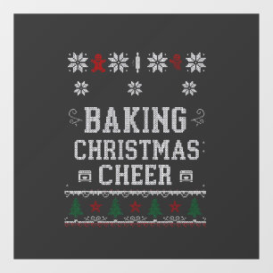 Autocollant Pour Fenêtre Patte de tricot de four à biscuits de Noël au ging