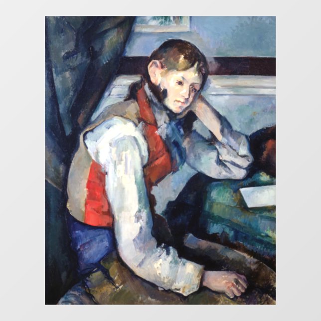 Autocollant Pour Fenêtre Paul Cezanne - Garçon dans la veste rouge (Feuille)