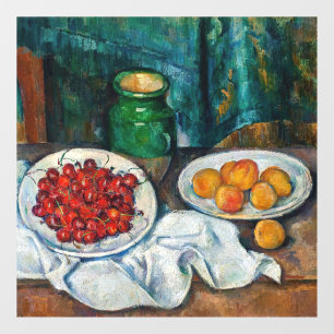 Autocollant Pour Fenêtre Paul Cezanne - Nature morte aux cerises et aux pêc