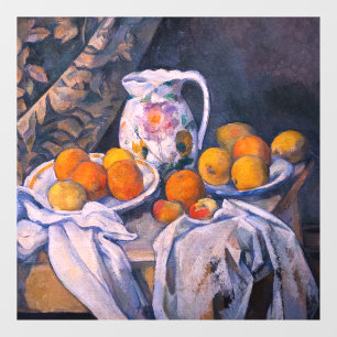 Autocollant Pour Fenêtre Paul Cezanne - Nature morte avec rideau