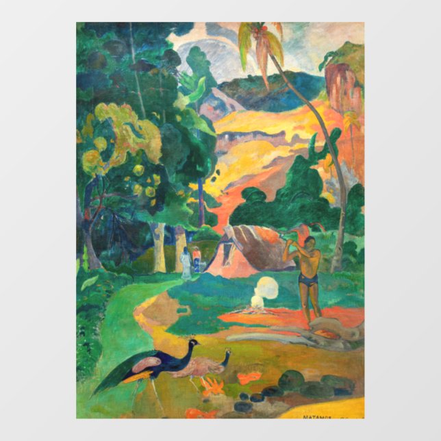 Autocollant Pour Fenêtre Paul Gauguin - Paysage avec Peacocks / Matamoe (Feuille)