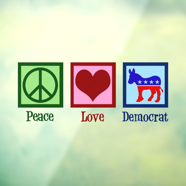 Autocollant Pour Fenêtre Peace Love Democrat Donkey Cute Blue (Feuille 3)