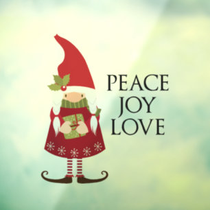 Autocollant Pour Fenêtre Peace Love Joy Girl Gnome Holiday