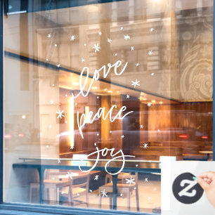 Autocollant Pour Fenêtre Peace Love Joy Noël, Fenêtre d'hiver Cling