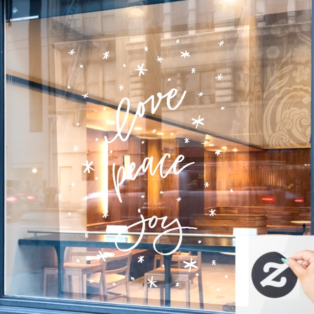 Autocollant Pour Fenêtre Peace Love Joy Noël, Fenêtre d'hiver Cling (Fenêtre de café)