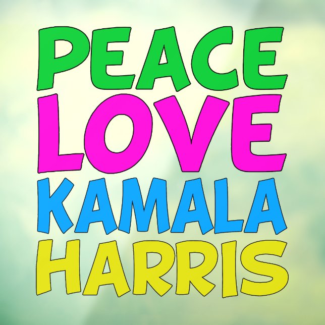 Autocollant Pour Fenêtre Peace Love Kamala Harris Cute Election (Feuille 3)
