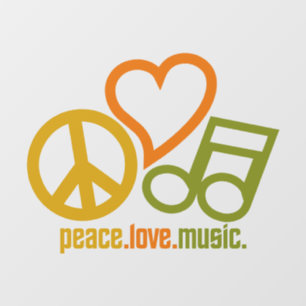 Autocollant Pour Fenêtre Peace Love Music