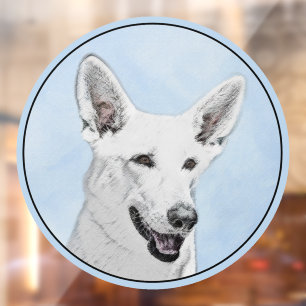 Autocollant Pour Fenêtre Peinture de berger blanc - jolie art original de c