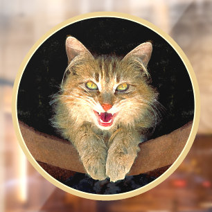 Autocollant Pour Fenêtre Peinture de chat Mad - Cute Original Cat Art