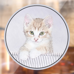 Autocollant Pour Fenêtre Peinture de chat tigré jaune - Art de chat origina