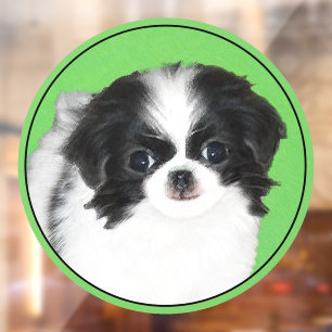 Autocollant Pour Fenêtre Peinture de chiot Japanese Chin - Art canin