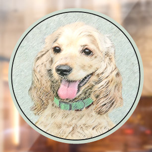 Autocollant Pour Fenêtre Peinture de Cocker Spaniel Buff - Art de chien ori