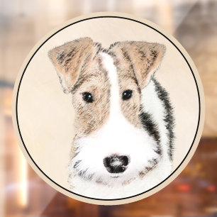 Autocollant Pour Fenêtre Peinture de Fox Terrier à poil dur - Art original