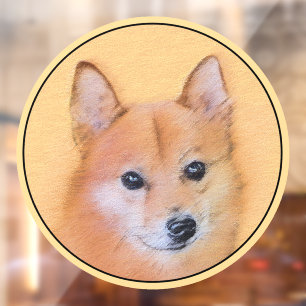 Autocollant Pour Fenêtre Peinture de Spitz finlandais - Art de chien origin