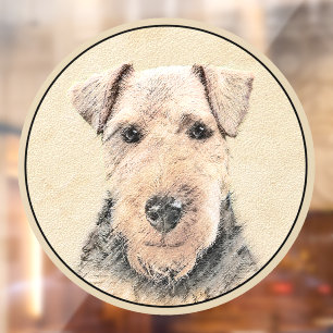 Autocollant Pour Fenêtre Peinture de Terrier Gallois - Jolie œuvre d'art or