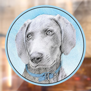 Autocollant Pour Fenêtre Peinture de Weimaraner - Art Original de Chien Mig