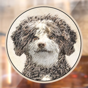 Autocollant Pour Fenêtre Peinture espagnole de chien d'eau - jolie art orig