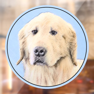 Autocollant Pour Fenêtre Peinture Golden Retriever - Joli art original chie