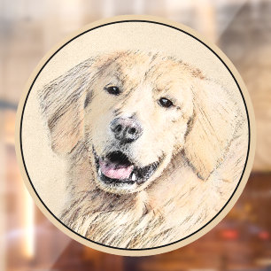 Autocollant Pour Fenêtre Peinture Golden Retriever - Joli art original chie