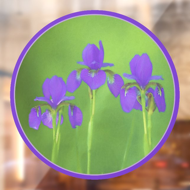 Autocollant Pour Fenêtre Peinture Iris Violet - Art Fleur Originale (Feuille 2)