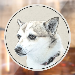 Autocollant Pour Fenêtre Peinture norvégienne Lundehund - Art original chie