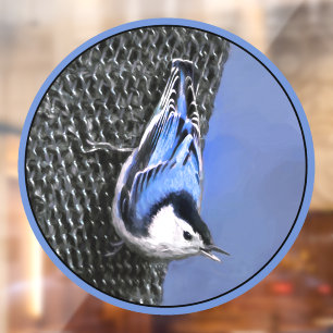 Autocollant Pour Fenêtre Peinture Nuthatch à poitrine blanche Art original