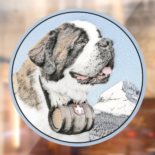 Autocollant Pour Fenêtre Peinture Saint-Bernard - Jolie illustration origin