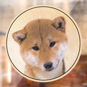 Autocollant Pour Fenêtre Peinture Shiba Inu (Rouge) - Art Chien original