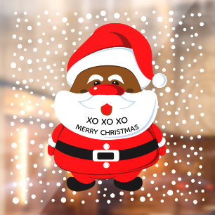 Autocollant Pour Fenêtre Père Noël africain-américain et neige