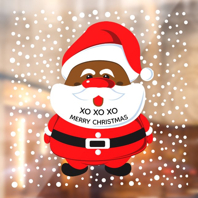 Autocollant Pour Fenêtre Père Noël africain-américain et neige (Feuille 2)