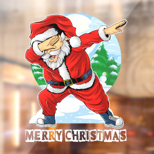 Autocollant Pour Fenêtre Père Noël Danse Dabbing Joyeux Noël Entreprise