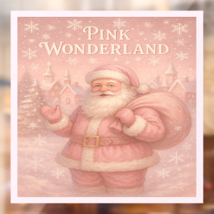 Autocollant Pour Fenêtre Père Noël Merveilleux Rose Enchanté