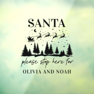 Autocollant Pour Fenêtre Père Noël s'arrêter ici personnalisé Noël moderne