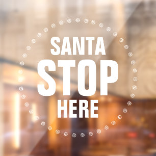 Autocollant Pour Fenêtre père Noël Stop Ici blanc mignon